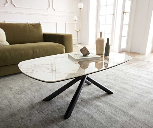 Konferenčný stolík Sarita 120x70 cm keramika Minas Melange bielo