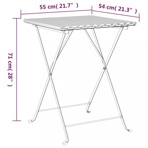Skládací bistro stůl hnědý 55 x 54 x 71 cm polyratan
