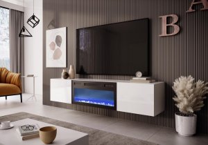 Závěsný TV stolek LIVO s elektrickým krbem - POSLEDNÍ KUS