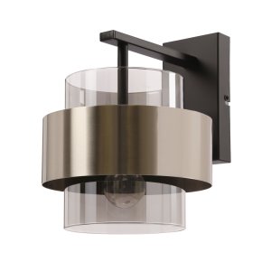 Spiega lampa kinkiet czarny+satyna nikiel 1x60W E27 klosz dymiony