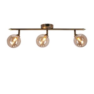Stropná lampa Rodia s patinovaným pásikom 3x40W g9 jantárové tienidlo