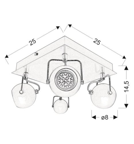 Lampa 98-25036 Tony 4X3W Led Gu10 černá
