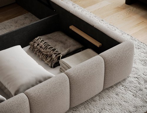 Posteľ Edvige + Drevený rám + plynový piest + kontajner 160x200