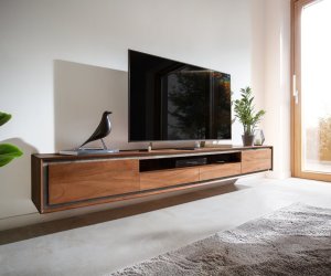 TV stolík Stonegrace 240 cm akáciová hnedá 2 dvierka 2 zásuvky 1