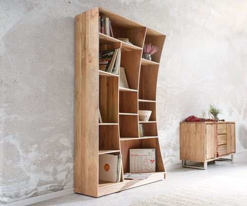 Sada 2 volně stojících knihoven Live Edge 242 cm přírodní akácie
