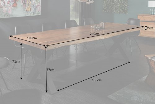Jídelní stůl ATHAMÁS akácie Dekorhome - ROZMĚR: 240x97-106x77 cm