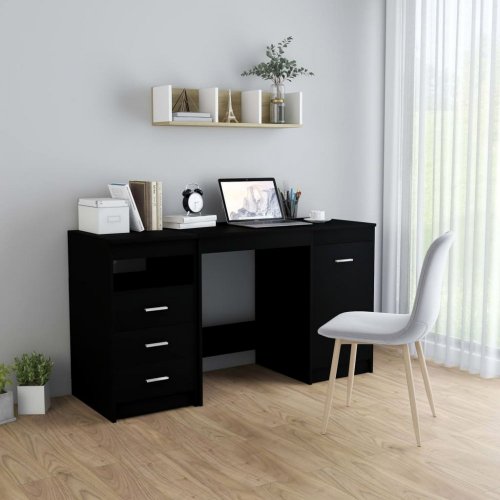 Písací stôl so zásuvkami a skrinkou 140x50 cm Dekorhome - BAREVNÁ VARIANTA: Čierna