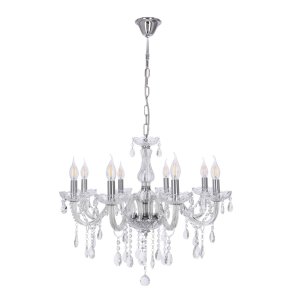 Závesná lampa Cristallo chróm 8x40W E14 priehľadná