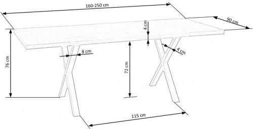 Jedálenský stôl APEX masívny dub - ROZMER: 160x90 cm