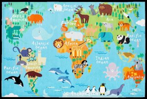 Dětský kusový koberec Torino kids 233 WORLD MAP 120x170 cm