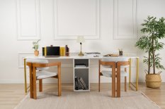Psací stůl Twin Study Desk - White, Gold