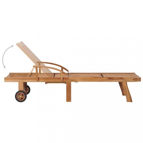 Záhradné lehátko 2ks so stolíkom teak / látka Dekorhome