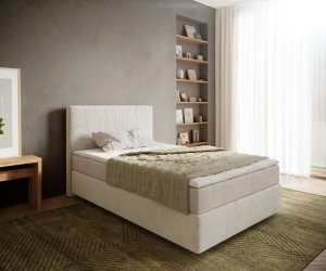 Boxspringová posteľ Dream-Well 120x200 cm bouclé krémovo biela