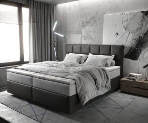 Boxspring postel Dream-Fine 180x200 cm mikrovlákno antracitová