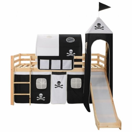 Detská poschodová posteľ pirátska pevnosť so šmýkačkou Dekorhome