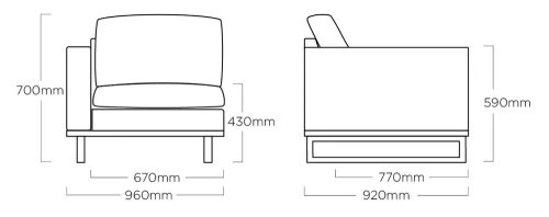 Záhradné kreslo/ukončovací diel ľavý EGO MODULAR