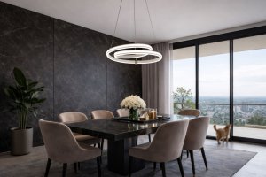 SANTA lampa wisząca złoty 32W LED 3000, 4000, 6500K maskownica biały