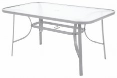 Záhradný jedálenský stôl oceľ / sklo