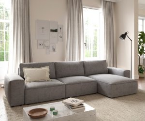 Rohová pohovka Lanzo L 360x160 cm mikrovlákno šedá variabilní lenoška