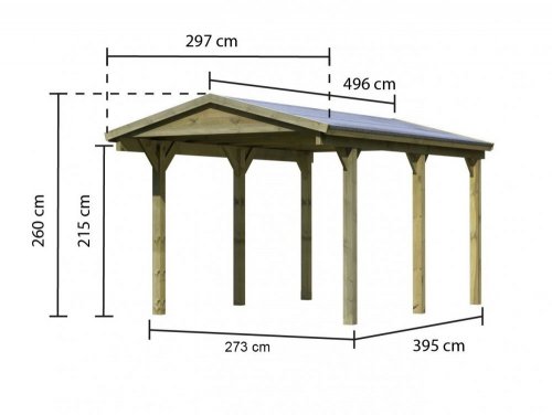 Dřevěný přístřešek / carport 297x 496 cm Dekorhome