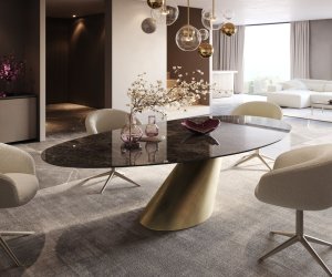 Hrana jedálenského stola oválna 280x130 keramická Laminam® Emperador