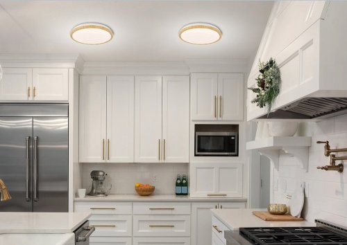 LED stropní svítidlo bílé + dřevěná lampa Gandava 24W 4000K