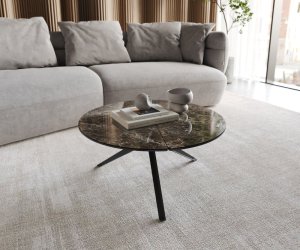 Delron konferenčný stolík 70x70 cm keramický Laminam®Emperador Extra