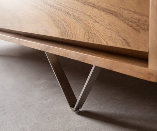 Komoda Eloi 240x40 cm přírodní akácie 2 dvířka 6 zásuvek podnož ve