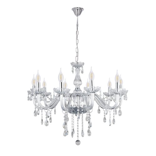 Závěsná lampa Cristallo chrom 10x40W E14 transparentní