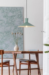 Závesná lampa Elista Ledea zo zeleného kovu