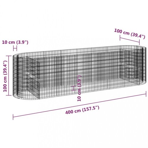Gabionový vyvýšený záhon Dekorhome - ROZMĚR: 400x100x 50 cm