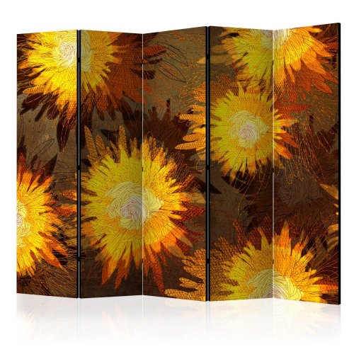 Paraván Sunflower dance Dekorhome - ROZMĚR: 225x172 cm (5-dílný)