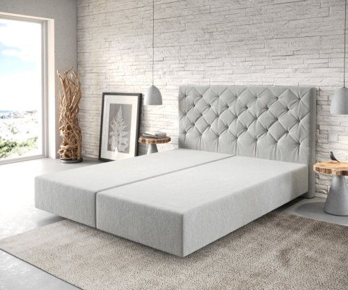 Boxspring postel Dream-Great 160x200 cm mikrovlákno stříbrně šedá