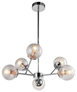 Závesná lampa s chrómovými sklenenými tienidlami 6x40W