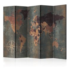 Paraván - Room divider – Map in browns and greys