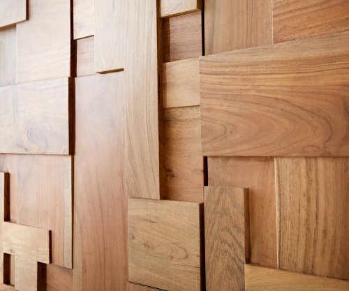 Komoda Puzzle 145 cm přírodní akácie šikmá podnož nerezová ocel