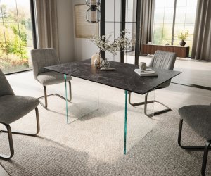 Jedálenský stôl Edge 140x90 keramický Laminam®Nero Greco antracitový