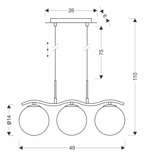 Závesná lampa LUMOS 3x20W G9 chrómové sklenené tienidlo 14 cm grafitové moderné elegantné svietidlo obývačka jedáleň kuchyňa pôvab