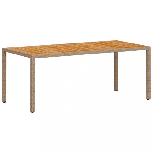 Zahradní stůl béžový 190 x 90 x 75 cm polyratan akáciové dřevo