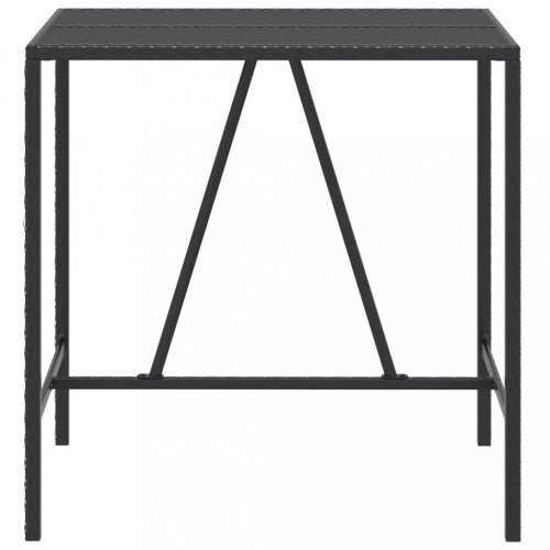 Barový stůl se skleněnou deskou černý 110x70x110 cm polyratan