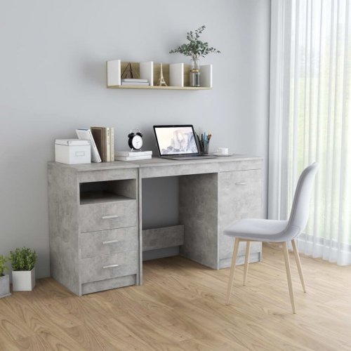 Písací stôl so zásuvkami a skrinkou 140x50 cm Dekorhome - BAREVNÁ VARIANTA: Čierna lesk