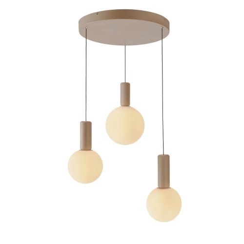 Lampa wisząca Testa beżowa potrójna białe klosze kule nad stół