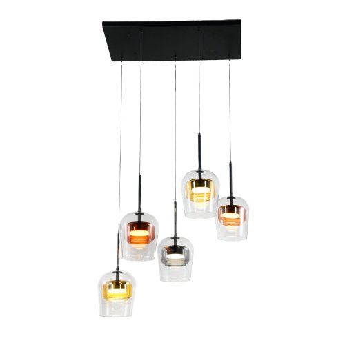 Lampa wisząca Glaxi szklane kolorowe klosze 5xGX53 nad stół do salonu i jadalni