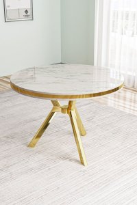 Jedálenský stôl Mos - White Marble, Gold