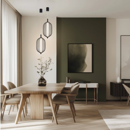 Závesná lampa PUMA s drôteným tienidlom 15 x 30 cm – dizajnová stolová LED lampa 3000K