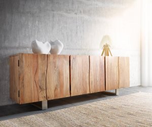 Komoda Live Edge 220 cm přírodní akácie 6 dvířek