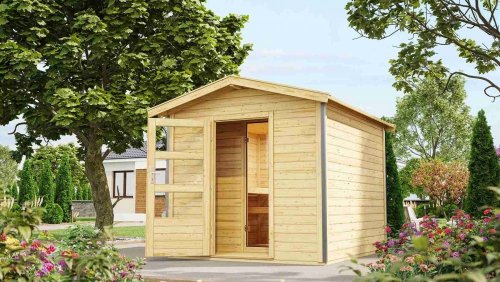 Venkovní finská sauna BOSS Dekorhome - BAREVNÁ VARIANTA: Přírodní dřevo