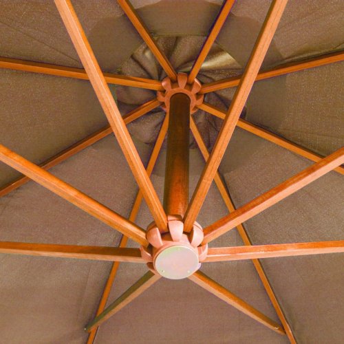 Závěsný slunečník s dřevěnou tyčí Ø 350 cm Dekorhome - BAREVNÁ VARIANTA: Bordó