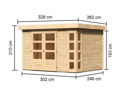 Dřevěný zahradní domek KERKO 5 Dekorhome - BAREVNÁ VARIANTA: Přírodní dřevo