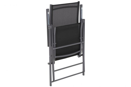 Skládací zahradní židle ocel / textilen - BAREVNÁ VARIANTA: Černá / šedá
